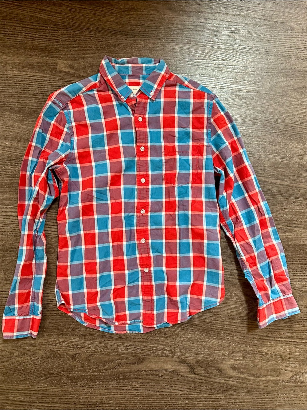 Life After Denim Red and Blue Plaid Men’s Button-Down Shirt Size S